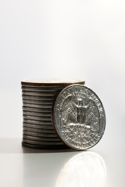 Free photo still life of dollar coins piles