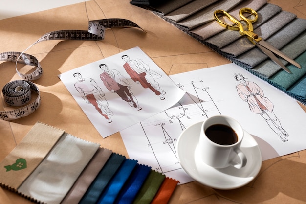 Free photo still life of fashion designer's office