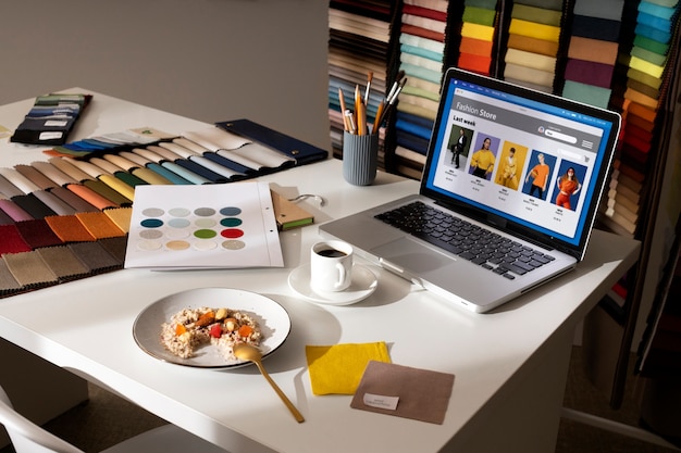 Still life of fashion designer's office