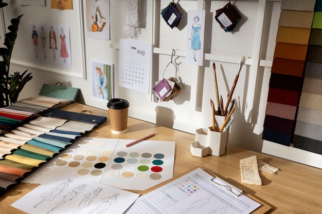 Free Photo still life of fashion designer's office