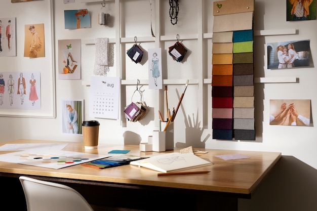 Free Photo still life of fashion designer's office