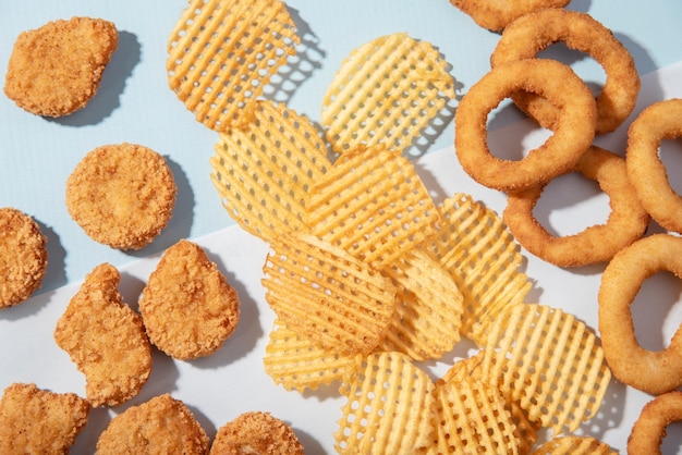 Free Photo still life of fast food dishes