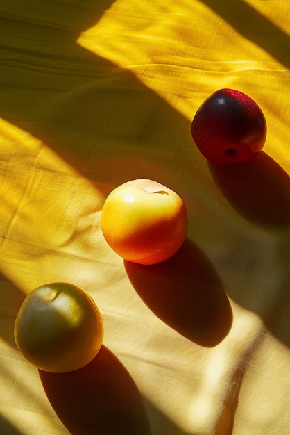 Free photo still life of fruits on tablecloth