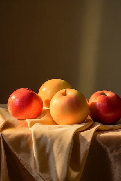 Free photo still life of fruits on tablecloth