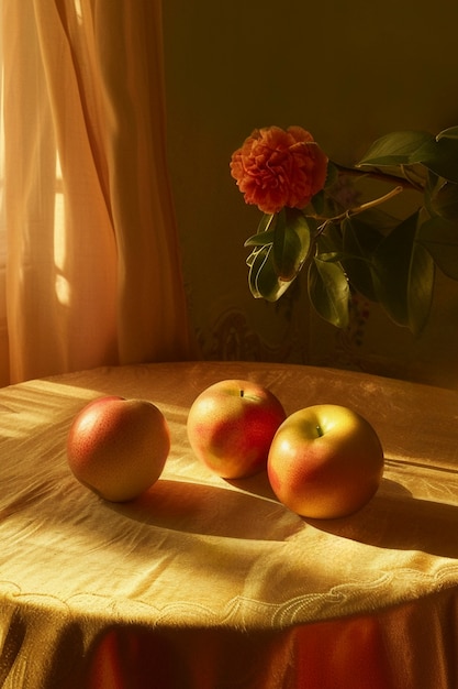 Free Photo still life of fruits on tablecloth