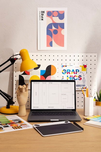 Free photo still life of  graphic design studio