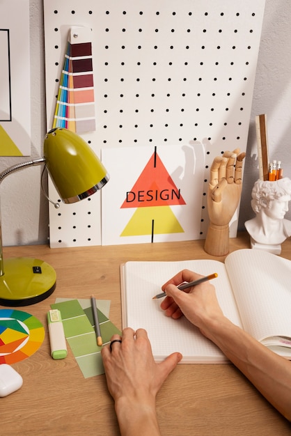 Free photo still life of  graphic design studio