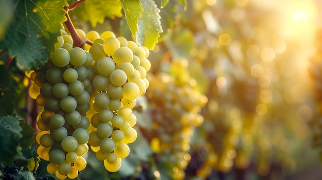 Free photo still life of green grapes in the vineyard