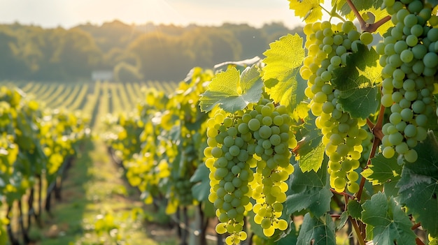 Free photo still life of green grapes in the vineyard