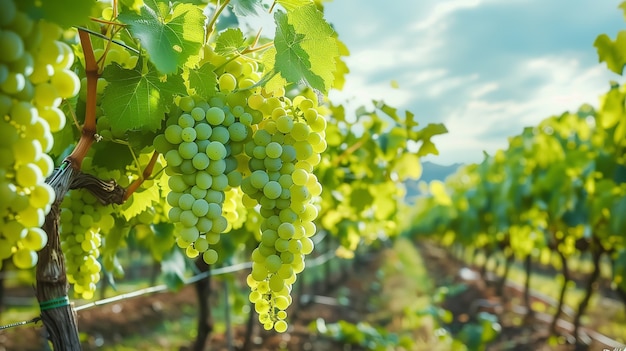 Free photo still life of green grapes in the vineyard