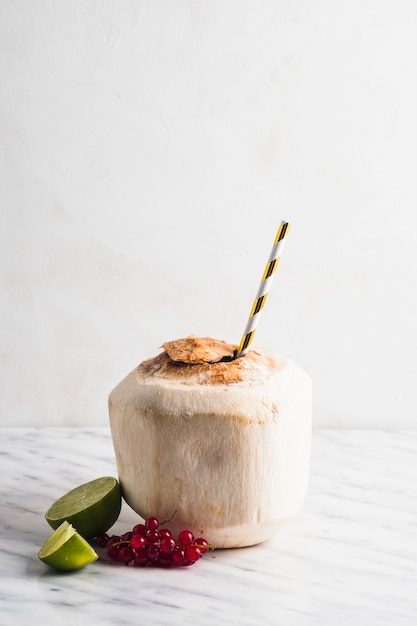 Free Photo still life of healthy coconut smoothie