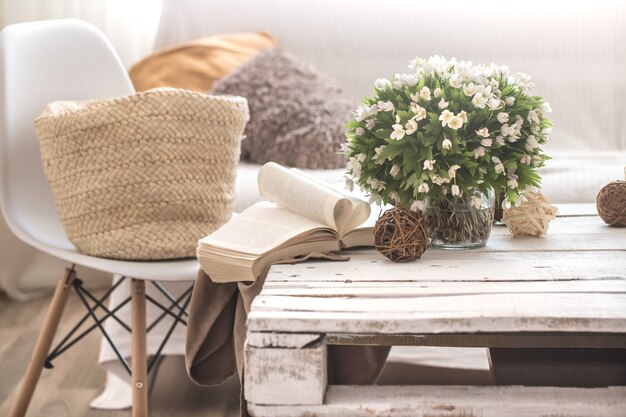 Still life interior details in the living room and decor