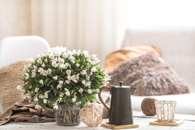 Still life interior details in the living room and decor