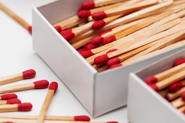 Free photo still life of matches out of the box