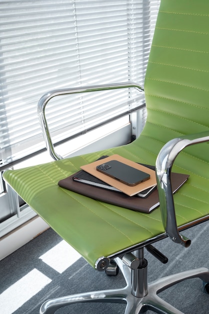 Free photo still life of office chair indoors