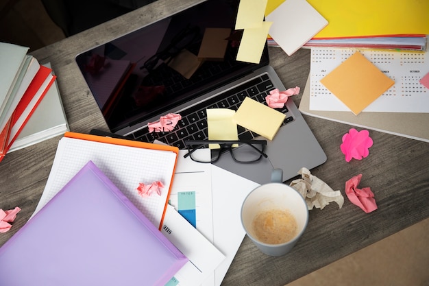 Free Photo still life of office desk  mess