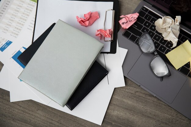 Still life of office desk  mess