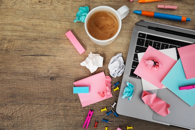 Free Photo still life of office desk  mess