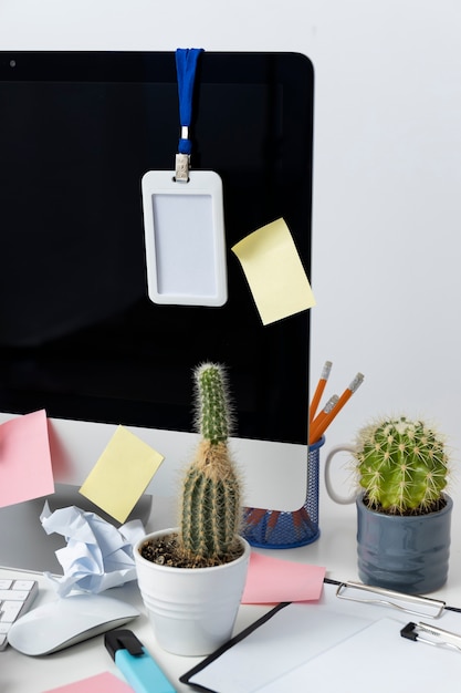 Free photo still life of office desk  mess