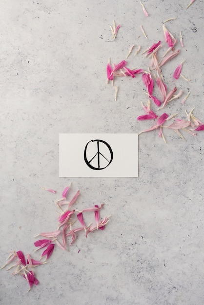 Free Photo still life peace day arrangement with flower petals