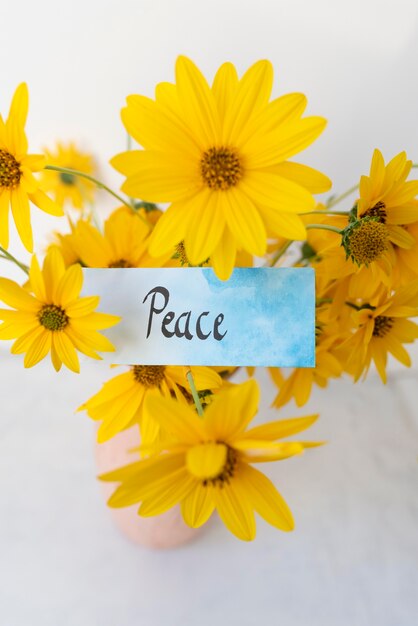 Still life peace day arrangement with flower