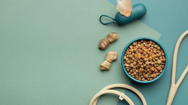 Free photo still life pet food arrangement