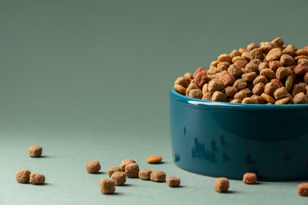 Free photo still life pet food composition