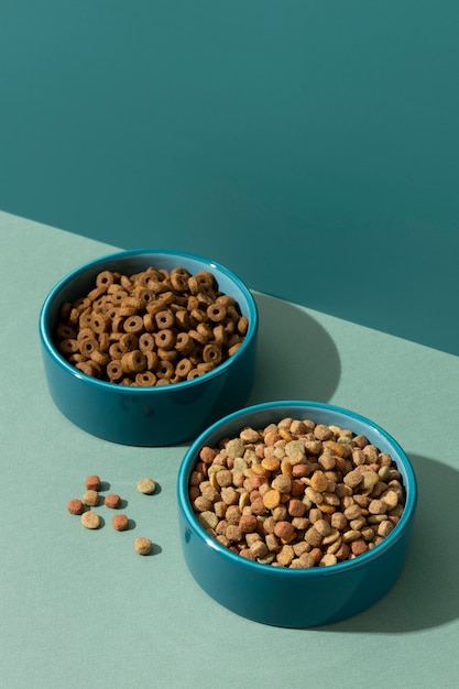 Free photo still life pet food composition