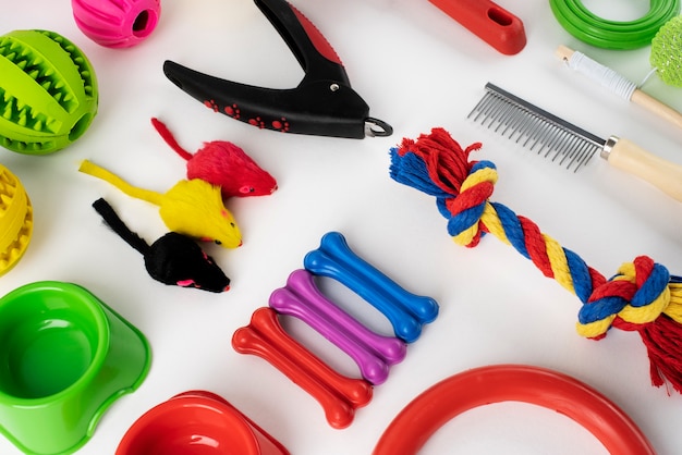 Free Photo still life of pet toys