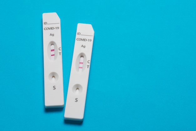 Still life of positive coronavirus tests