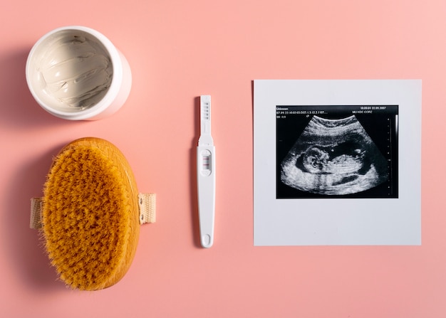 Still life of positive pregnancy test