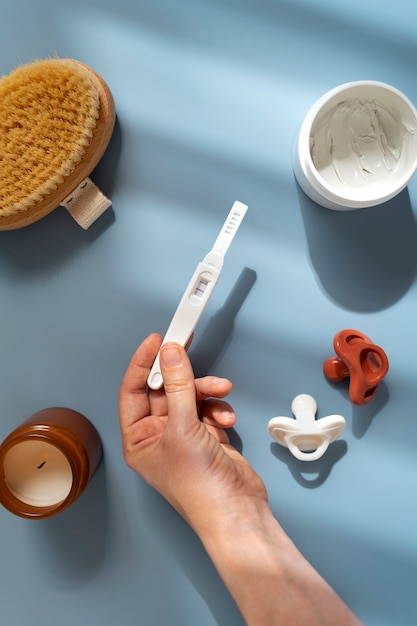 Still life of positive pregnancy test