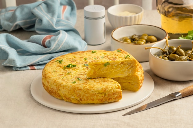 Still life of potato spanish tortilla