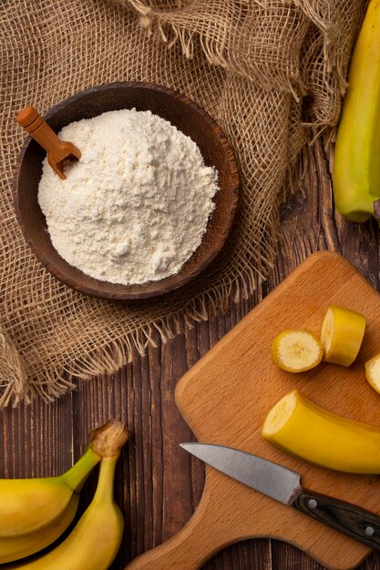 Still life of recipe with plantain banana