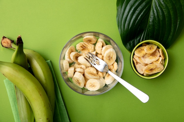 Still life of recipe with plantain