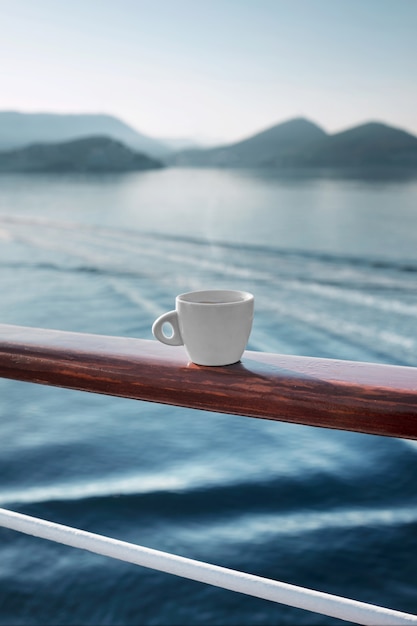 Free Photo still life of relaxing coffee cup on terrace