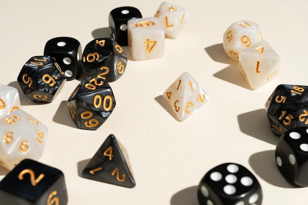 Free photo still life of role playing game dices