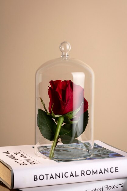 Still life of sant jordi for the day of books and roses