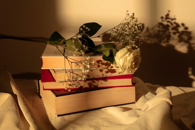 Free Photo still life of sant jordi for the day of books and roses