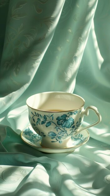 Still life scene with tea and cup for drinking