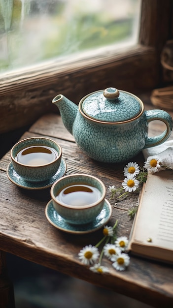 Free Photo still life scene with tea and cup for drinking