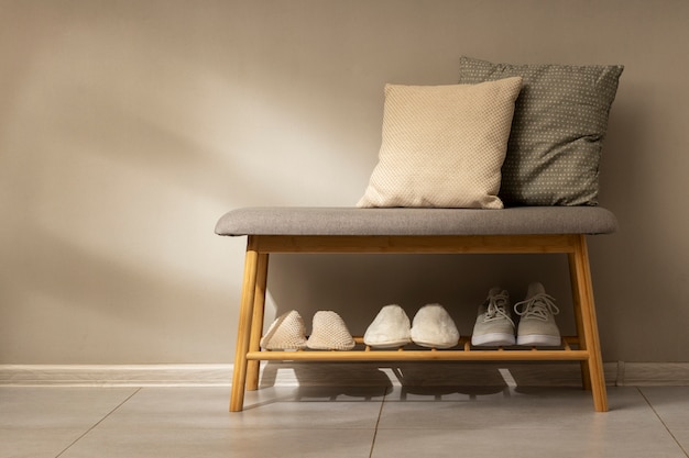 Free Photo still life of shoe rack indoors