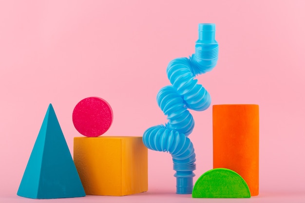 Free photo still life of small decorative objects with vivid colors