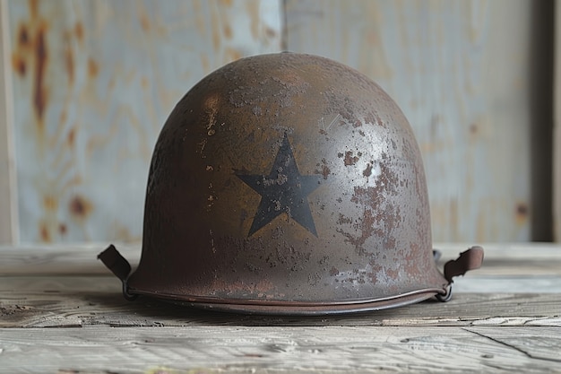 Free Photo still life of soldier helmet