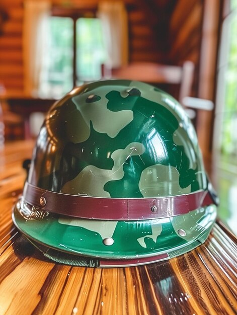 Still life of soldier helmet