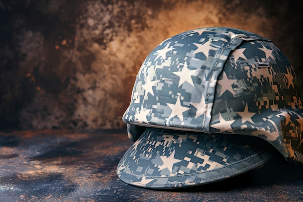 Free photo still life of soldier helmet