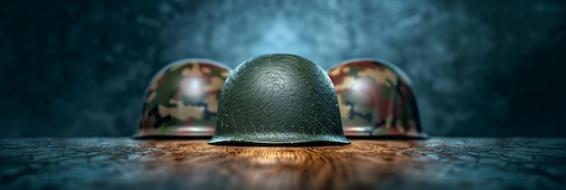 Still life of soldier helmet