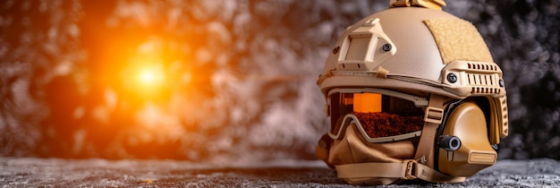 Still life of soldier helmet