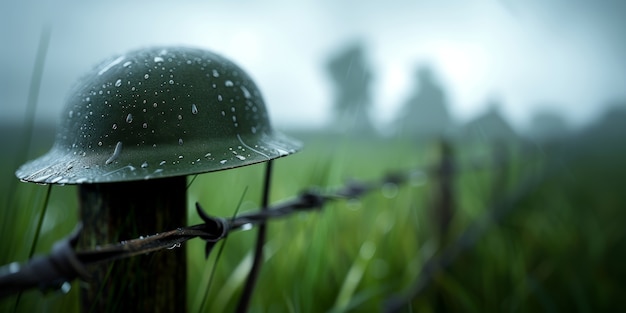 Still life of soldier helmet