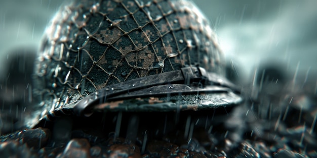 Free Photo still life of soldier helmet